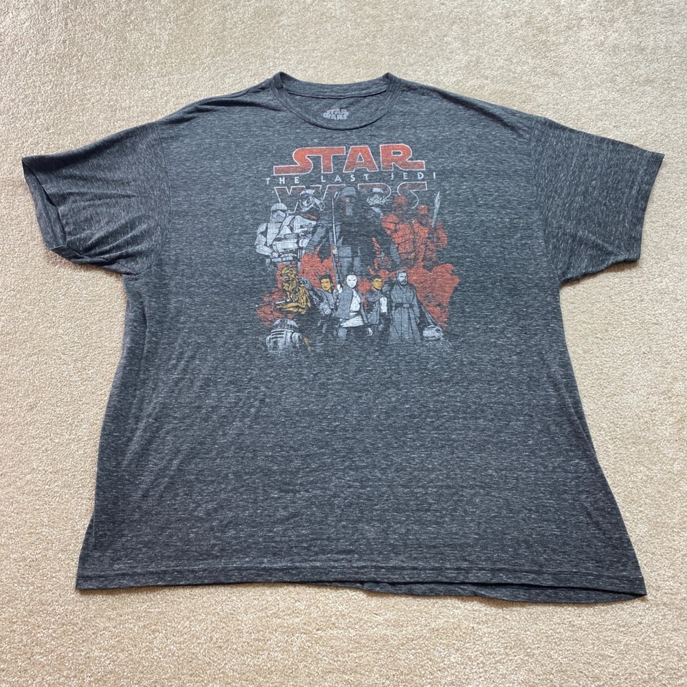 VFifthSun‎ Shirt Mens 2XL Heather Gray Star Wars The Last Jedi Graphic Tee
